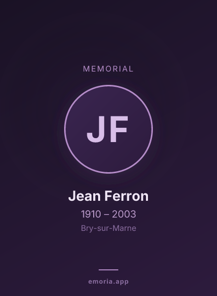 Memorial portrait of Jean Ferron