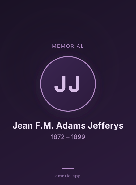 Memorial portrait of Jean F.M. Adams Jefferys