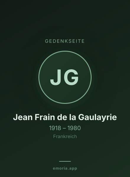 Gedenkportrait von Jean Frain de la Gaulayrie