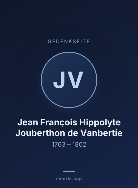 Gedenkportrait von Jean François Hippolyte Jouberthon de Vanbertie