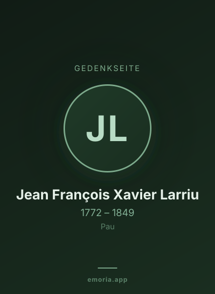 Gedenkportrait von Jean François Xavier Larriu