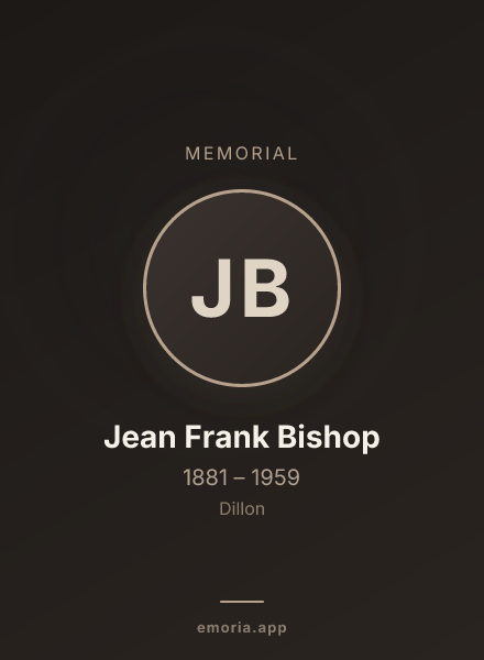 Memorial portrait of Jean Frank Bishop