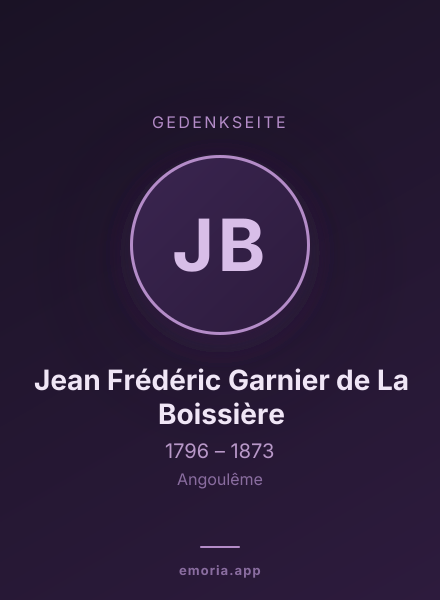 Gedenkportrait von Jean Frédéric Garnier de La Boissière