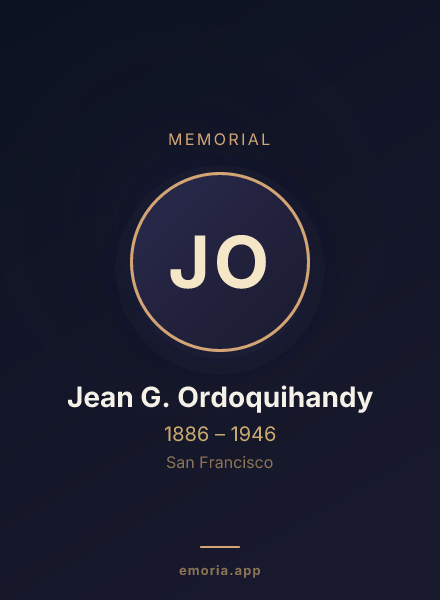 Memorial portrait of Jean G. Ordoquihandy