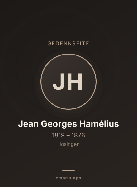Gedenkportrait von Jean Georges Hamélius