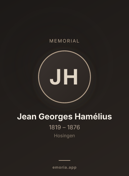 Memorial portrait of Jean Georges Hamélius