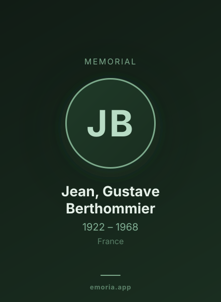 Memorial portrait of Jean, Gustave Berthommier
