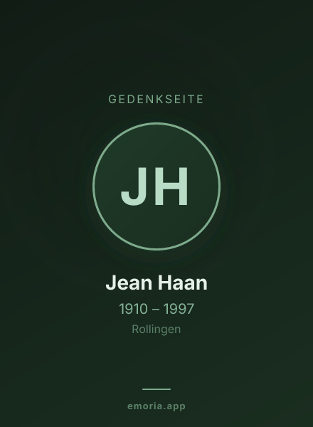 Gedenkportrait von Jean Haan