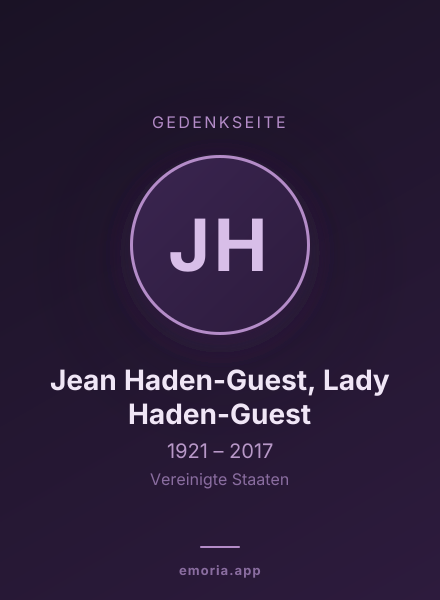 Gedenkportrait von Jean Haden-Guest, Lady Haden-Guest