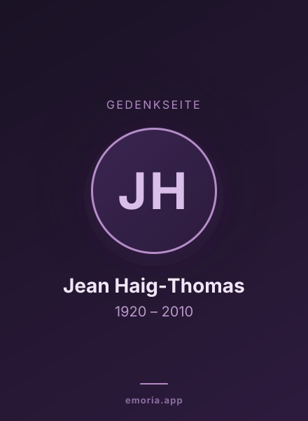 Gedenkportrait von Jean Haig-Thomas