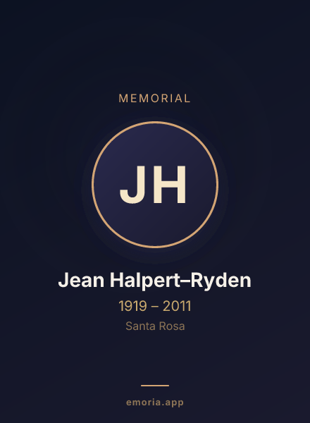 Memorial portrait of Jean Halpert–Ryden