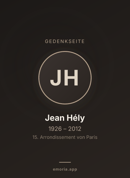 Gedenkportrait von Jean Hély
