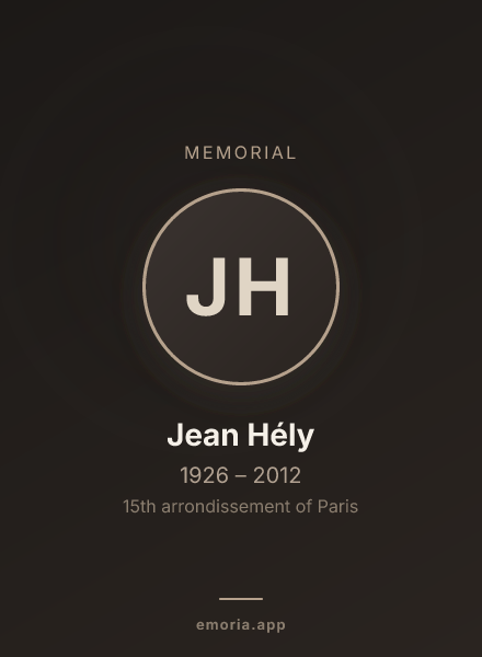 Memorial portrait of Jean Hély