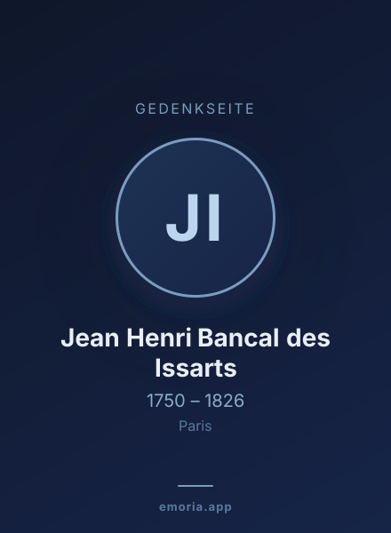 Gedenkportrait von Jean Henri Bancal des Issarts