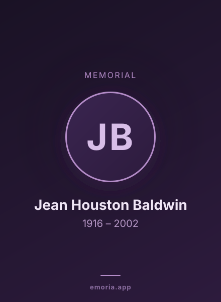 Memorial portrait of Jean Houston Baldwin