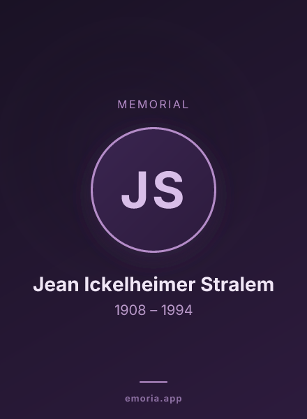 Memorial portrait of Jean Ickelheimer Stralem