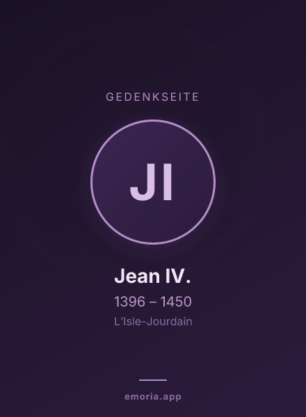 Gedenkportrait von Jean IV.