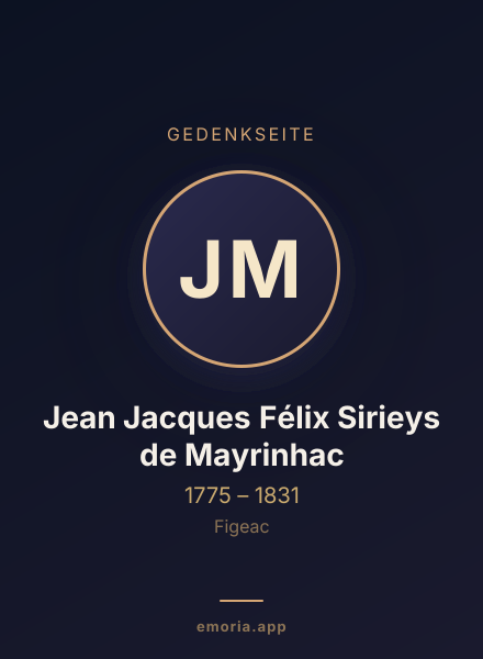 Gedenkportrait von Jean Jacques Félix Sirieys de Mayrinhac