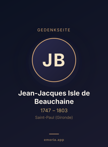 Gedenkportrait von Jean-Jacques Isle de Beauchaine