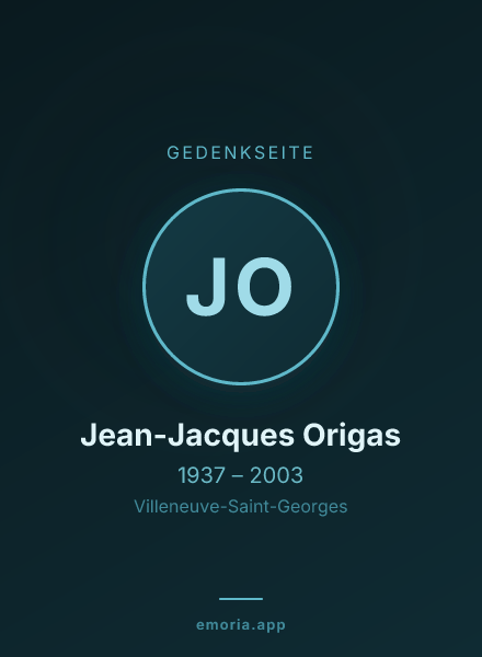Gedenkportrait von Jean-Jacques Origas