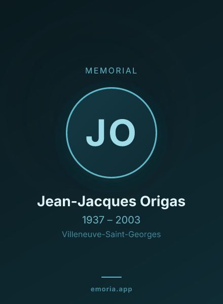 Memorial portrait of Jean-Jacques Origas