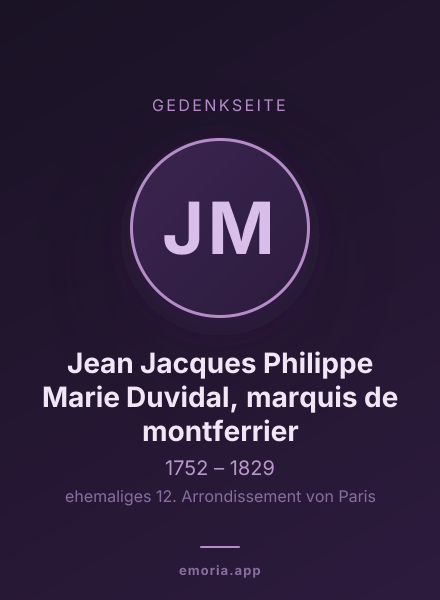 Gedenkportrait von Jean Jacques Philippe Marie Duvidal, marquis de montferrier