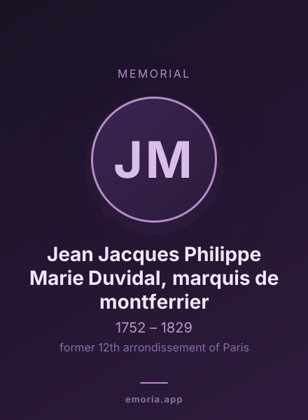 Memorial portrait of Jean Jacques Philippe Marie Duvidal, marquis de montferrier