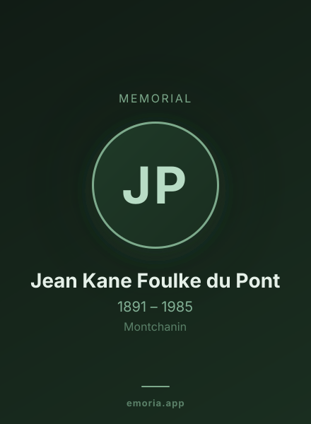 Memorial portrait of Jean Kane Foulke du Pont