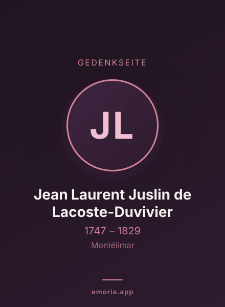 Gedenkportrait von Jean Laurent Juslin de Lacoste-Duvivier