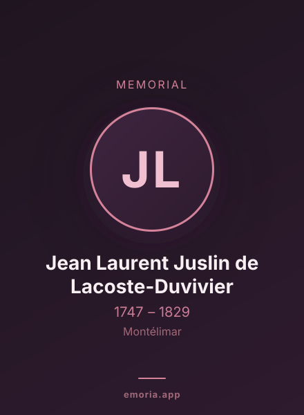 Memorial portrait of Jean Laurent Juslin de Lacoste-Duvivier
