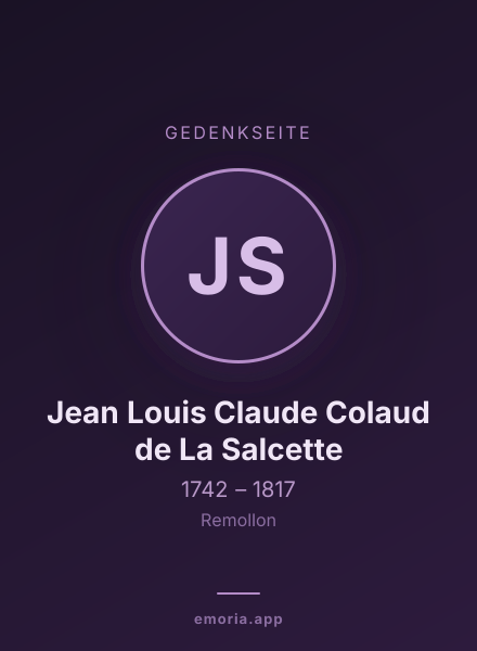 Gedenkportrait von Jean Louis Claude Colaud de La Salcette