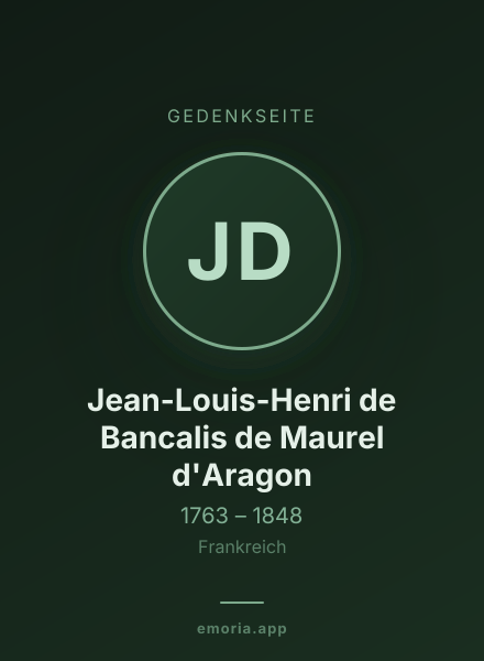 Gedenkportrait von Jean-Louis-Henri de Bancalis de Maurel d'Aragon