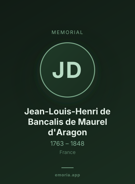 Memorial portrait of Jean-Louis-Henri de Bancalis de Maurel d'Aragon