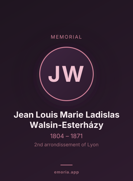 Memorial portrait of Jean Louis Marie Ladislas Walsin-Esterházy