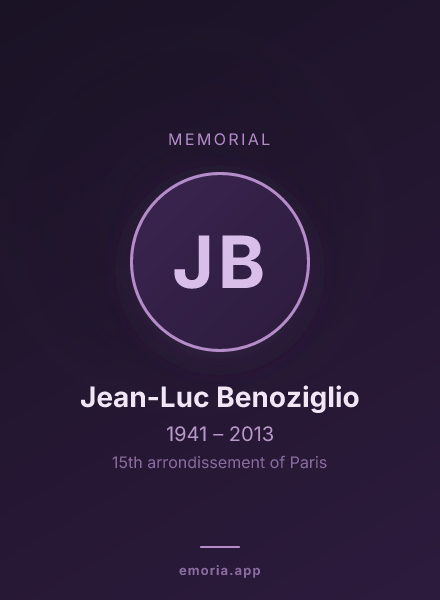 Memorial portrait of Jean-Luc Benoziglio