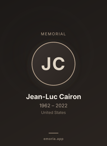 Memorial portrait of Jean-Luc Cairon