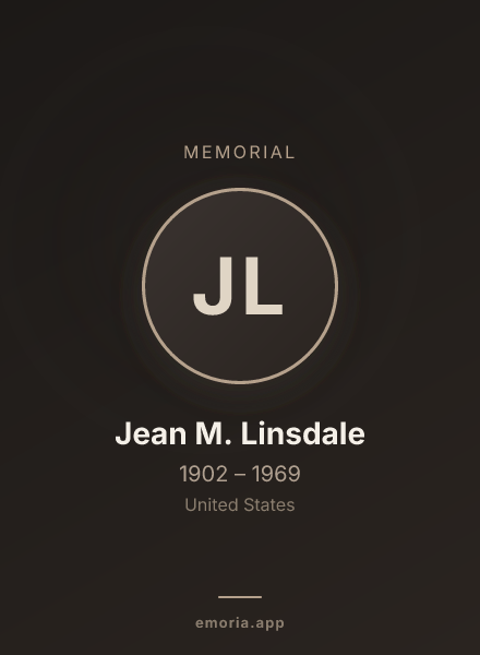 Memorial portrait of Jean M. Linsdale