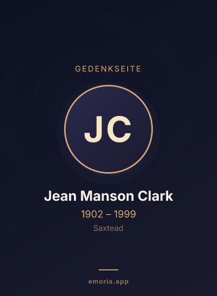 Gedenkportrait von Jean Manson Clark