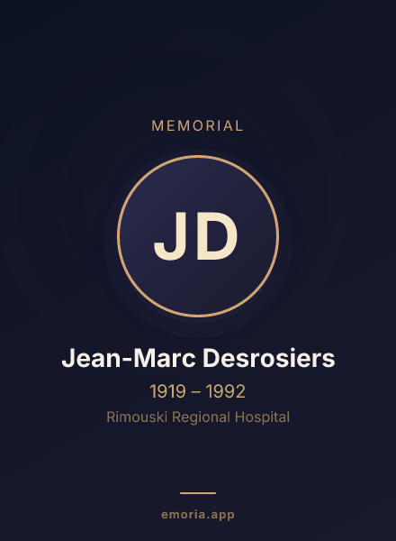 Memorial portrait of Jean-Marc Desrosiers