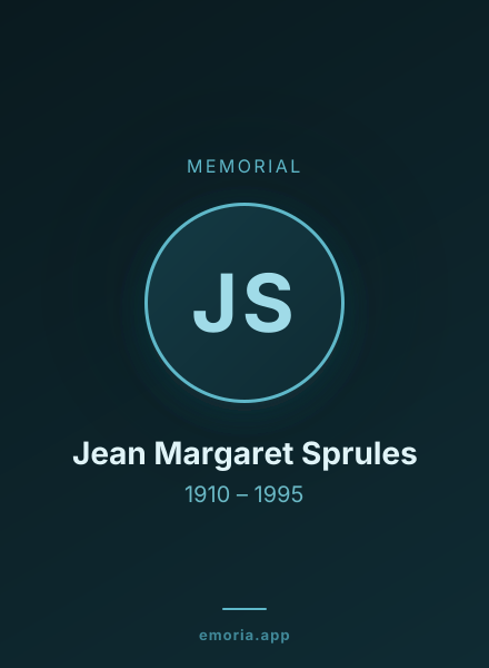 Memorial portrait of Jean Margaret Sprules