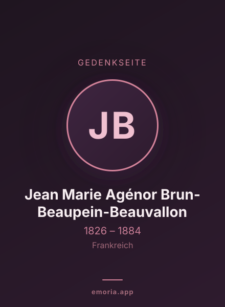 Gedenkportrait von Jean Marie Agénor Brun-Beaupein-Beauvallon