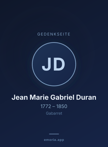 Gedenkportrait von Jean Marie Gabriel Duran
