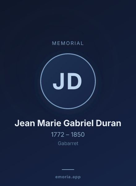Memorial portrait of Jean Marie Gabriel Duran