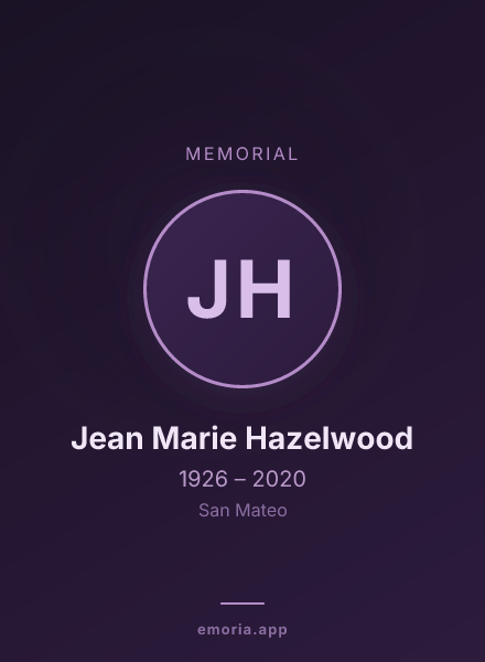 Memorial portrait of Jean Marie Hazelwood