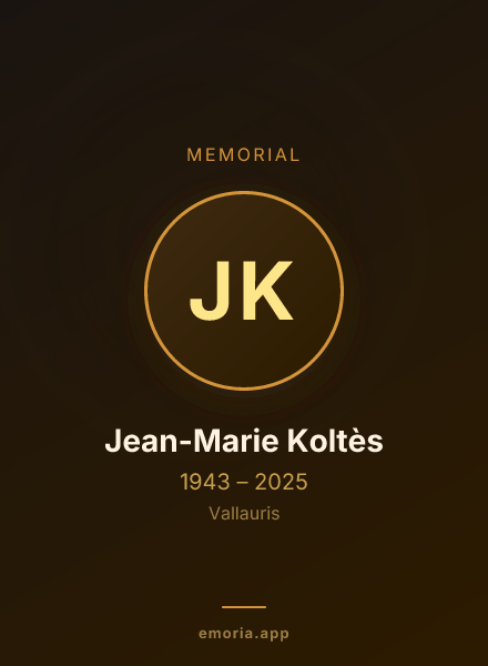 Memorial portrait of Jean-Marie Koltès