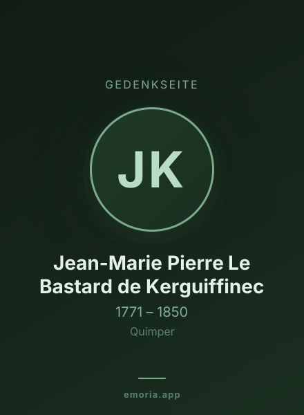 Gedenkportrait von Jean-Marie Pierre Le Bastard de Kerguiffinec