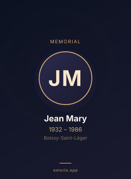 Memorial portrait of Jean Mary