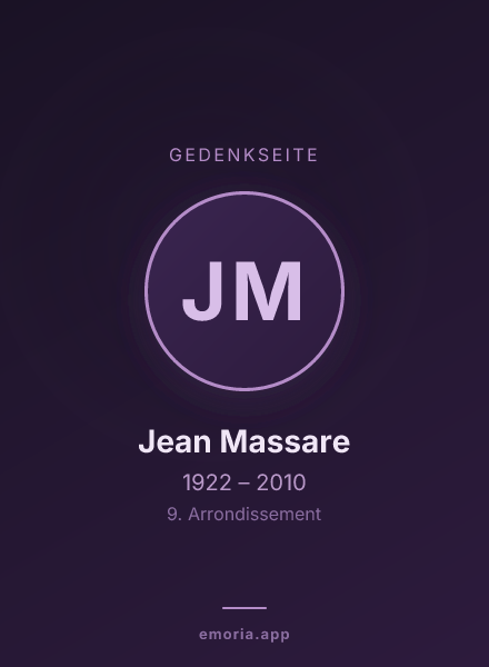 Gedenkportrait von Jean Massare