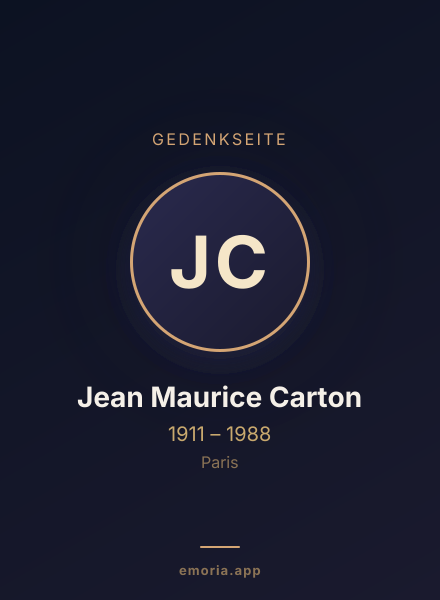 Gedenkportrait von Jean Maurice Carton