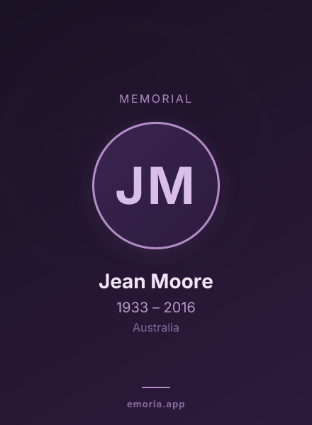 Memorial portrait of Jean Moore